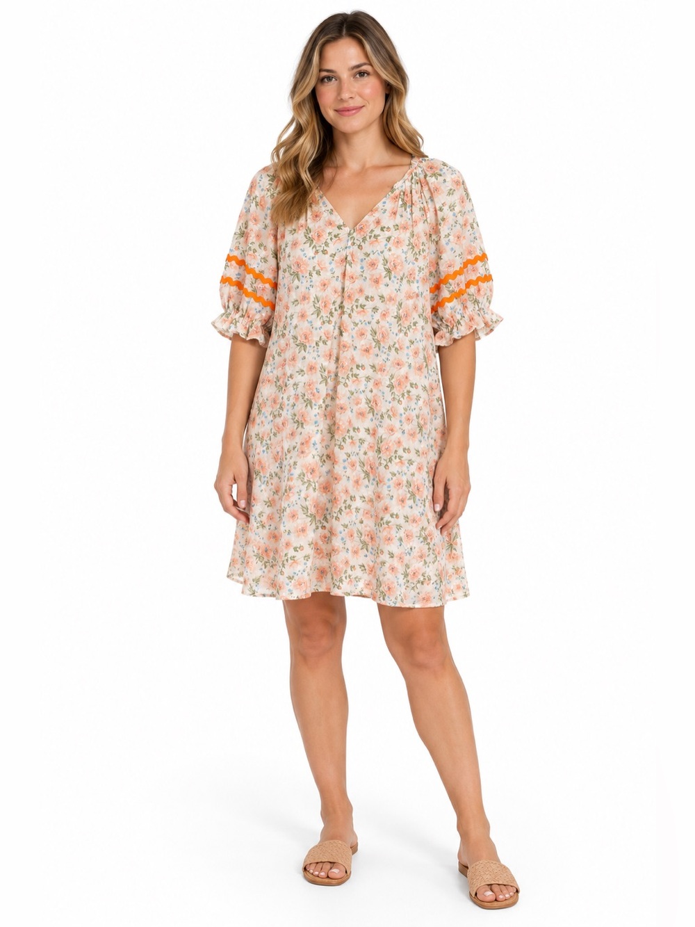 February Women’s Floral V-Neck Dress with Pockets Size Medium